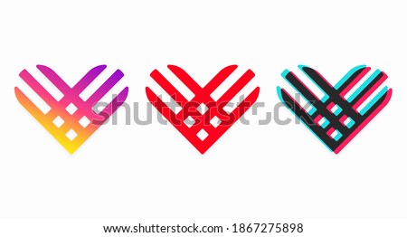 A set of colored linear hearts isolated on a light background. Giving Tuesday, the global day of charity, icons for registration. Vector illustration