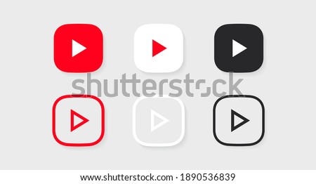 Play buttons isolated on gray background. Enable, Start, Live broadcast, online broadcast buttons for social media page, player, blog. Vector illustration 