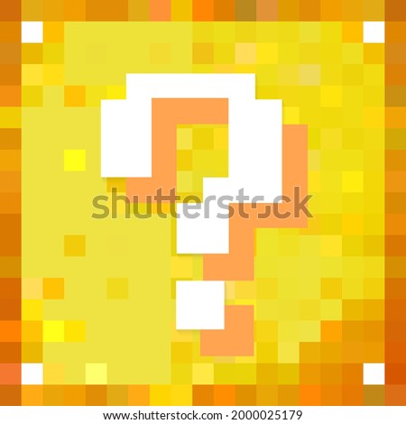 Lucky block. Question box. Color pixel box with question mark. Vector illustration