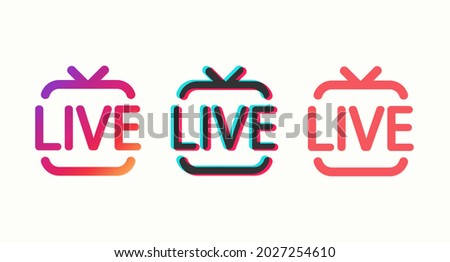 Set of colored icons Live isolated on a light background. Design of a video channel, blog, stream. Vector illustration  Stock fotó © 