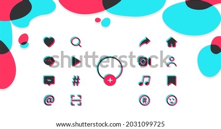 Set of colored flat icons isolated on a light background. Social media interface. Vector illustration 