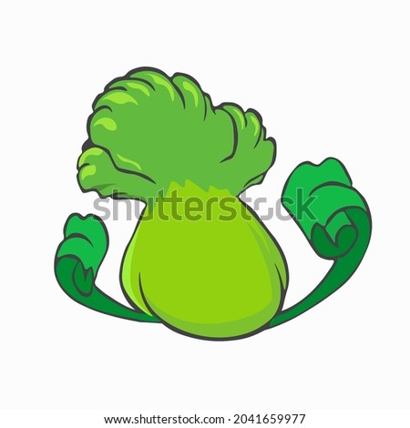 Broccoli. Broccoli plant isolate drawn in flat style. Plants vs Zombies. Vector illustration 