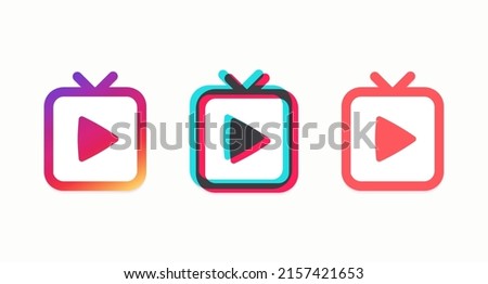 Video channel design flat color icons set. Isolate on a white background. Vector illustration