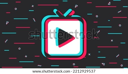 Online translation. Watching video content. The concept of social networks in human life. Dark digital background. Vector illustration