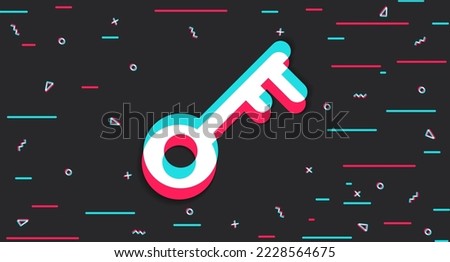 Key. Master key. Glitch background. Vector illustration