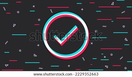 Ok. Approval, support. Positive answer. Choice. Glitch background. Vector illustration