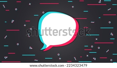 Cartoon message. Sms bubble template. Chatting sms template bubble. Glitch background. Vector illustration