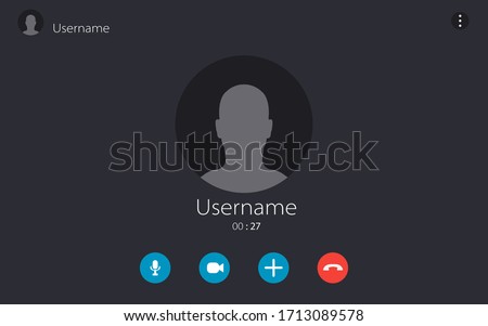 Video call illustration. Video call screen mockup. Comunication via internet. Vector illustration