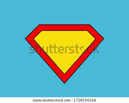 Blank superhero badge. Colorful illustration. Superpower concept. Icon on a blue background