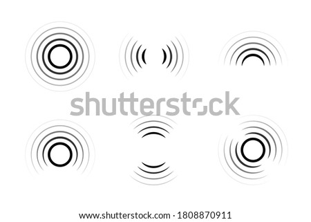 Set of signal icons. Sonar or radar sound waves. Radio waves. Internet connection.