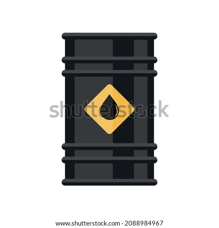 Oil barrel, vector isolated on white. Black petroleum barrel