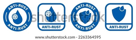Anti-rust signs isolated on white. Vector labels for metal products. Corrosion resistant signs set.