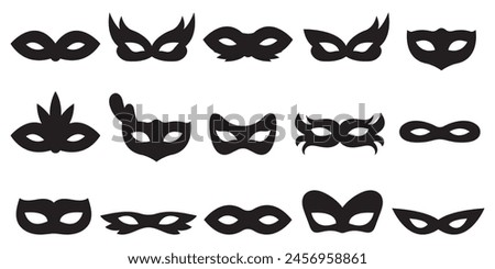 Carnival or ball mask black silhouette - vector collection.