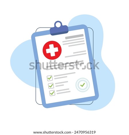 Health Insurance document. Medical checkup - vector illustration.