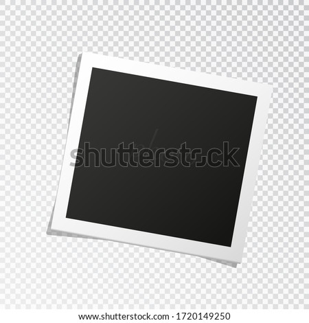 Square photo frame template with shadows isolated on transparent background. vector illustration