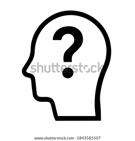 Human head with question mark symbol on white