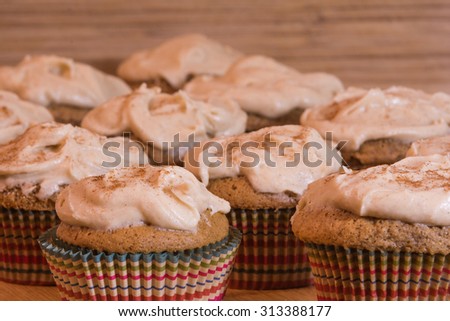 Fall spice cupcakes.   Shallow depth of field.