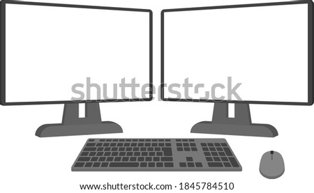 Illustration of dual display of desktop computer