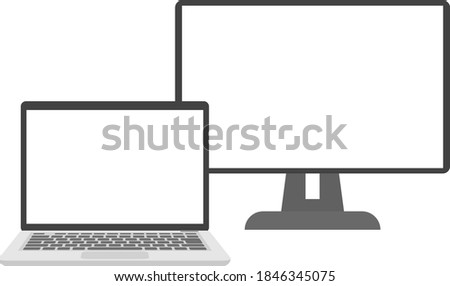 Illustration of dual display of laptop and monitor