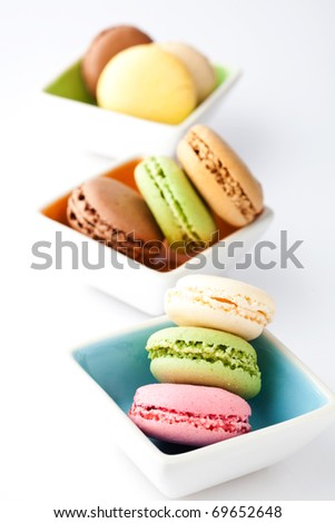 Macaroons. Delicate and delicious macaroons in pastel colors.