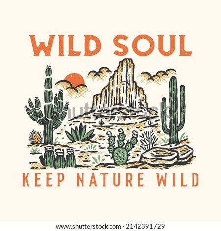 wild land illustration desert design cactus vintage