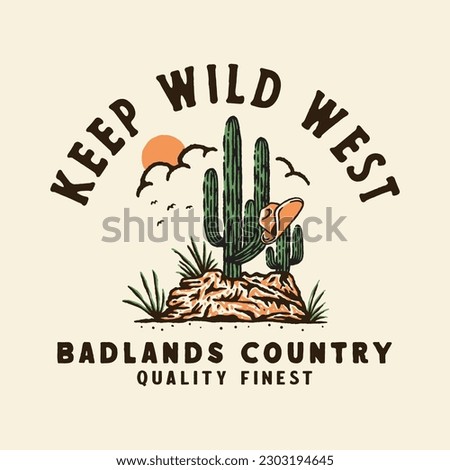 badge illustration cactus graphic wild design west vintage cowboy t shirt