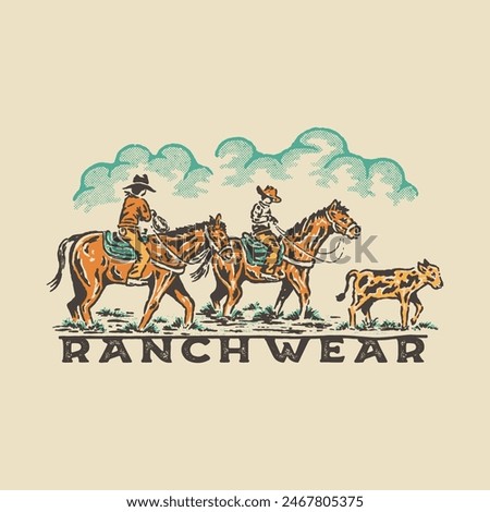 ranch illustration cowboy graphic horse design farm vintage western cow desert t shirt