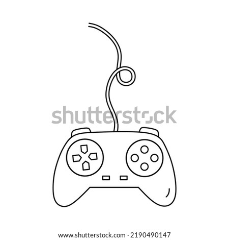 Video game controller, joystick gamepad isolated on white background. Vector hand-drawn illustration in doodle style. Perfect for decorations, cards, logo, various designs.
