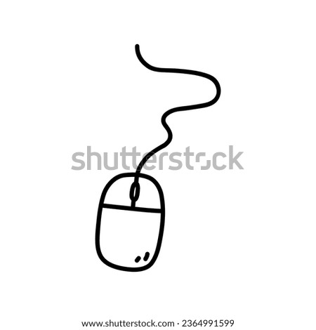 Computer mouse isolated on white background. Vector hand-drawn illustration in doodle style. Perfect for logo, decorations, various designs.