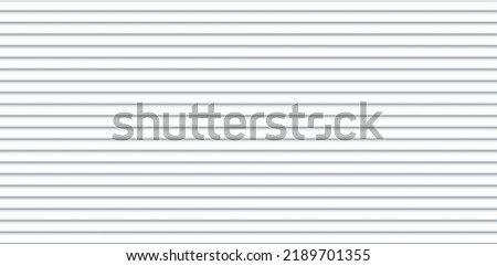 Vector white horizontal lines wall. Plastic home siding texture. Urban outdoors metal sheet fence. Iron roof tile. Warehouse industrial gray wall. Silver realistic striped floor seamless pattern Foto stock © 