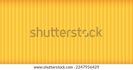 Vector yellow sea container 3d metal texture. Realistic striped iron wall seamless pattern. Plastic siding surface. Steel vertical line fence. Industrial horizontal banner. Roofing tile sheet