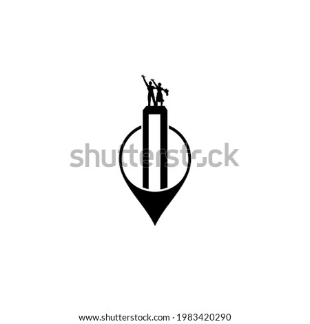
'Patung Selamat Datang' Location Icon Symbol. Welcome Statue in Jakarta, Indonesia. A landmark in Jakarta, Indonesia. Vector Illustration