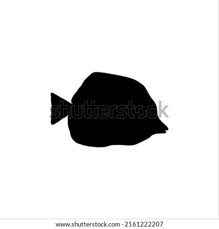 The yellow tang (Zebrasoma flavescens) is a saltwater fish species of the family Acanthuridae Silhouette for Logo or Graphic Design Element. Vector Illustration 