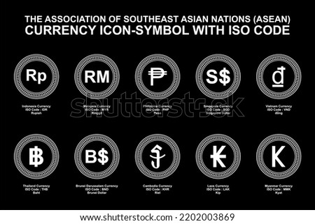 The Association of Southeast Asian Nations (ASEAN) Currency Icon-Symbol, ASEAN Country Currency Sign. Vector Illustration