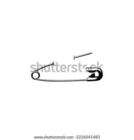 Safety Pin Silhouette for Art Illustration, Logo, Website, Apps, Pictogram or Graphic Design Element. Vector Illustration