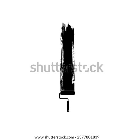 Paint Roller and Brush Stroke Silhouette, can use for template, lay out, background, art illustration,  advertisement space, or graphic design element. Vector Illustration