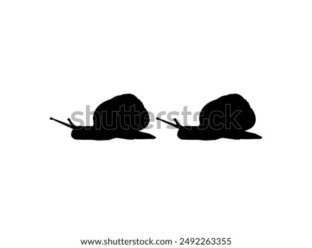 Silhouette of the Snails are also called Escargot, Flat Style, Pair Animal Series, can use for Logo, Art Illustration, Apps, Website or Graphic Design Element. Vector Illustration