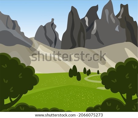italian mountains landscape of dolomites  hand drawn vector illustration