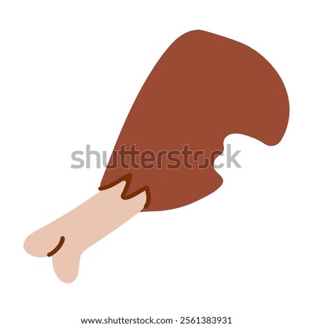 Fried poultry leg with bitten off pieces, chicken drumstick vector illustration
, fastfood or grill menu design. Funny food happy meal for children. 