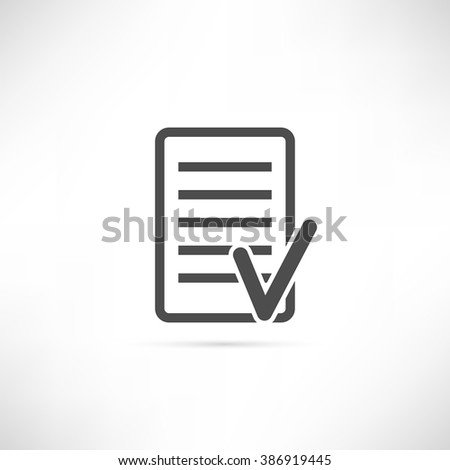 Text icon with check mark  in simple outline design. EPS10 vector illustration.