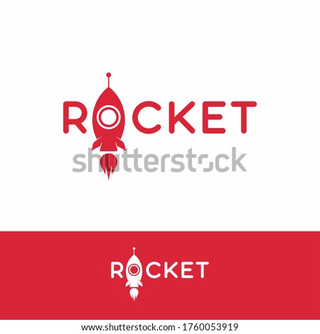 Red rocket letter with icon symbol of rocket vector template logo