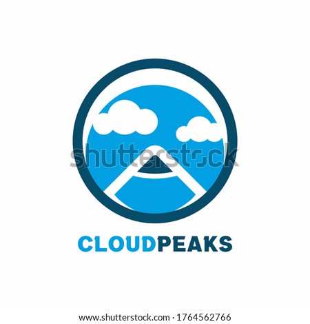 Cloud peaks logo template with circle round shape