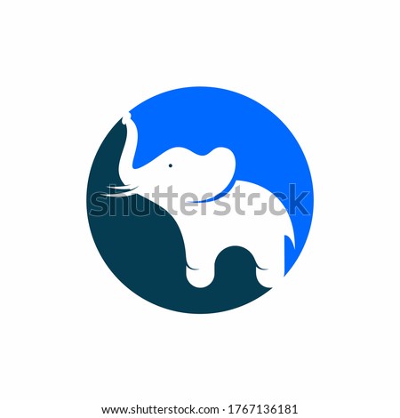Blue elaphant logo in round circle logo template