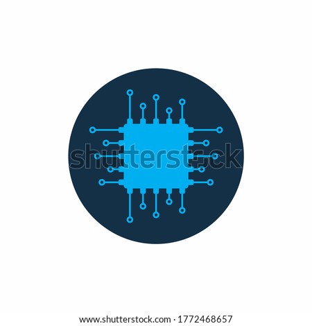 Blue Round Microchips vector logo template