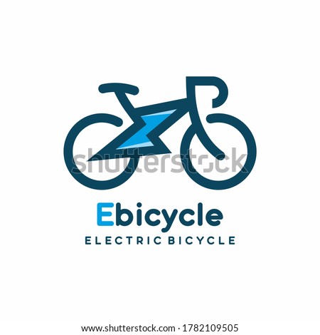 Blue electric bicycle vector logo template