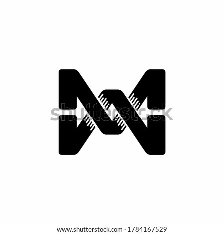 MW or WM initial logo with black colors