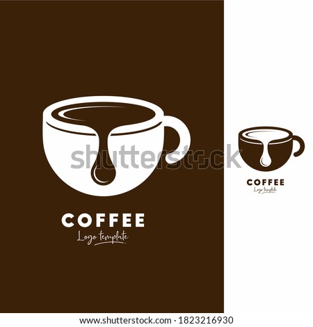 Spilled coffee on cup vector logo template