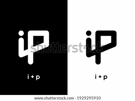 Black and white ip initial letter design