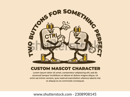 Vintage mascot character design of control Z button