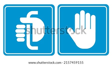 Slide to open signs. Forward or backwards. Hand image with push and pull.vector. sign, symbol
